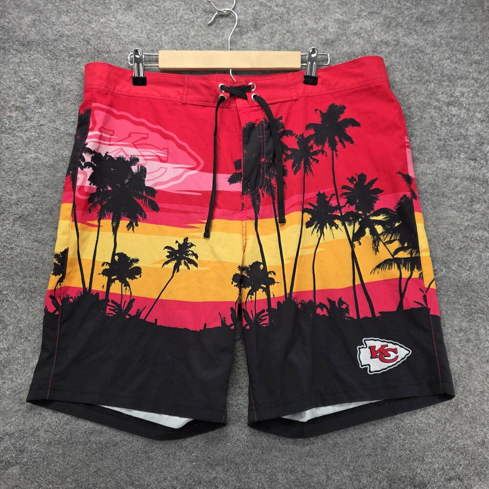 FOCO Board Shorts Mens L Multicolor Chiefs Striped Lined Drawstring Brief